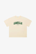 Alhamdulillah Tee Cream edition with green graphic, heavyweight cotton tee by 5ivepillars