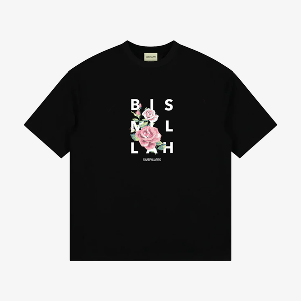 Bismillah Flower Tee - Black (Preorder)